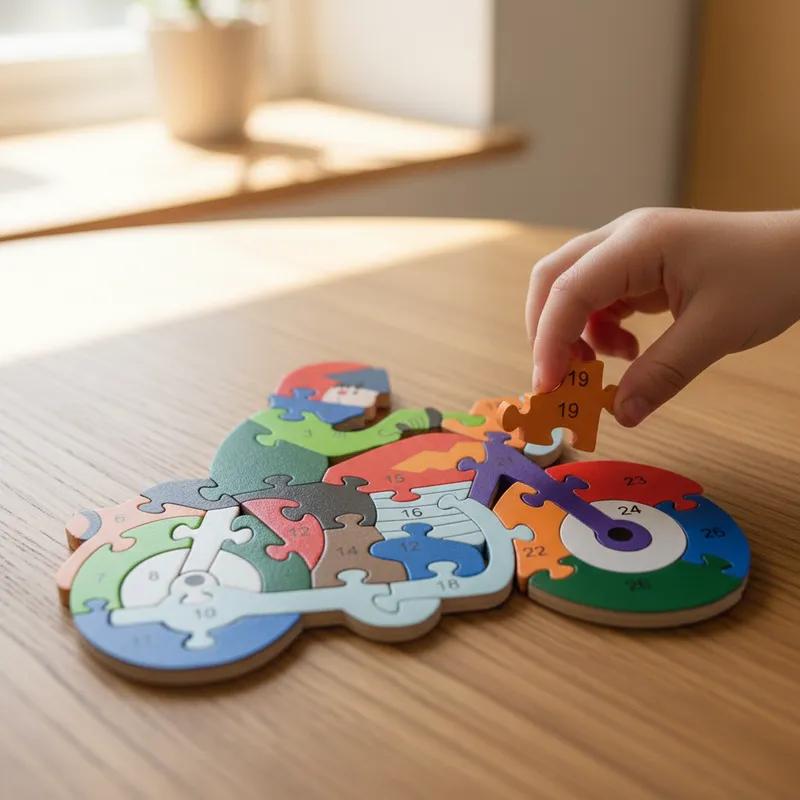 Quebra-cabeça Madeira Infantil Educativo Montessori Animais C/ 26 Peças Numeradas Brinquedo Didático