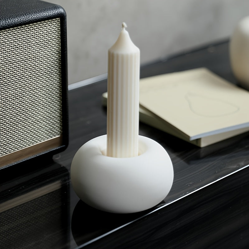 1 unidade de Porta-Velas Redondo de Cerâmica Branca Minimalista Moderno Estilo Nórdico, Adequado para Velas, Decoração de Mesa de Jantar Estilo Ins para Decoração de Casa para a Páscoa, Natal, Ação de Graças Decorações Suaves