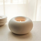 1 unidade de Porta-Velas Redondo de Cerâmica Branca Minimalista Moderno Estilo Nórdico, Adequado para Velas, Decoração de Mesa de Jantar Estilo Ins para Decoração de Casa para a Páscoa, Natal, Ação de Graças Decorações Suaves