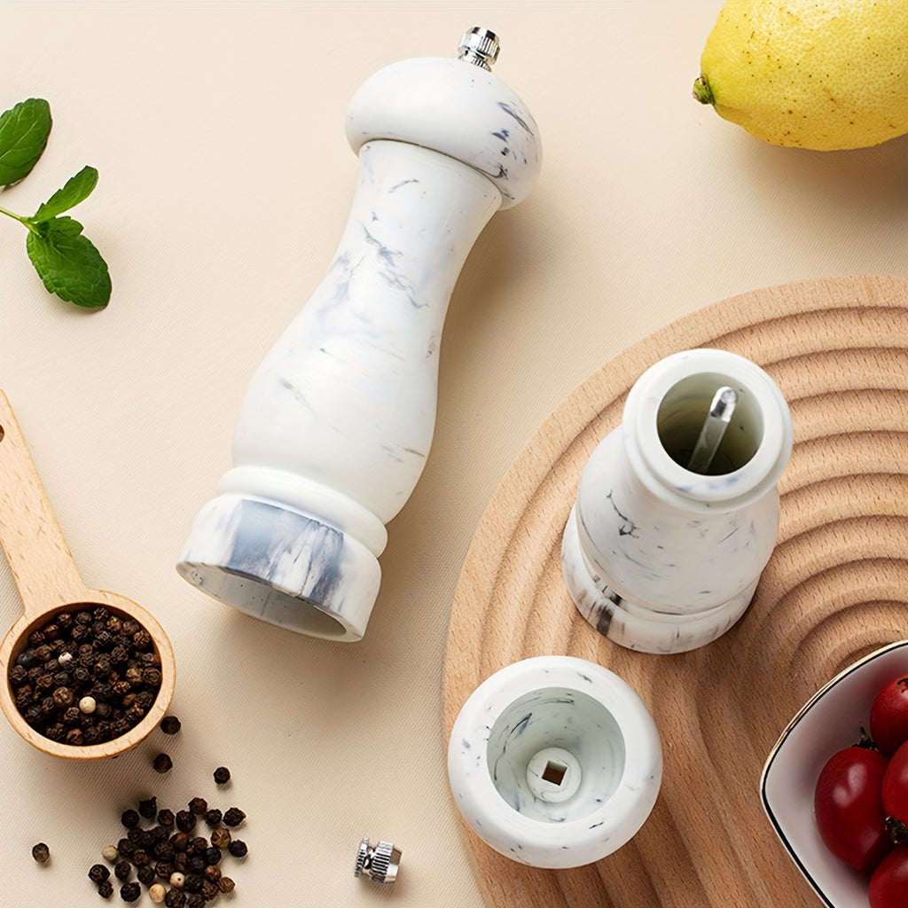 1 Moedor de Pimenta com Padrão de Mármore para Uso Doméstico, Moinho de Pimentão Preto e Sal Marinho, Garrafa de Condimentos para Bife Ocidental