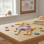 Quebra-cabeça Madeira Infantil Educativo Montessori Animais C/ 26 Peças Numeradas Brinquedo Didático