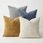 Conjunto de 4 Capas de Almofada Decorativas Boho em Chenille Macio com Textura, 45.72cm*45.72cm, Capas de Almofada Rústicas Lisas com Detalhes, Cores Misturadas, Fecho de Zíper, Tecido, Poliéster, Estilo Aconchegante de Casa de Campo, Lavar à Mão Apenas, Adequado para Primavera, Verão, Outono e Inverno