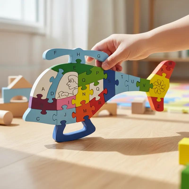 Quebra-cabeça Madeira Infantil Educativo Montessori Animais C/ 26 Peças Numeradas Brinquedo Didático
