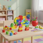 Quebra-cabeça Madeira Infantil Educativo Montessori Animais C/ 26 Peças Numeradas Brinquedo Didático