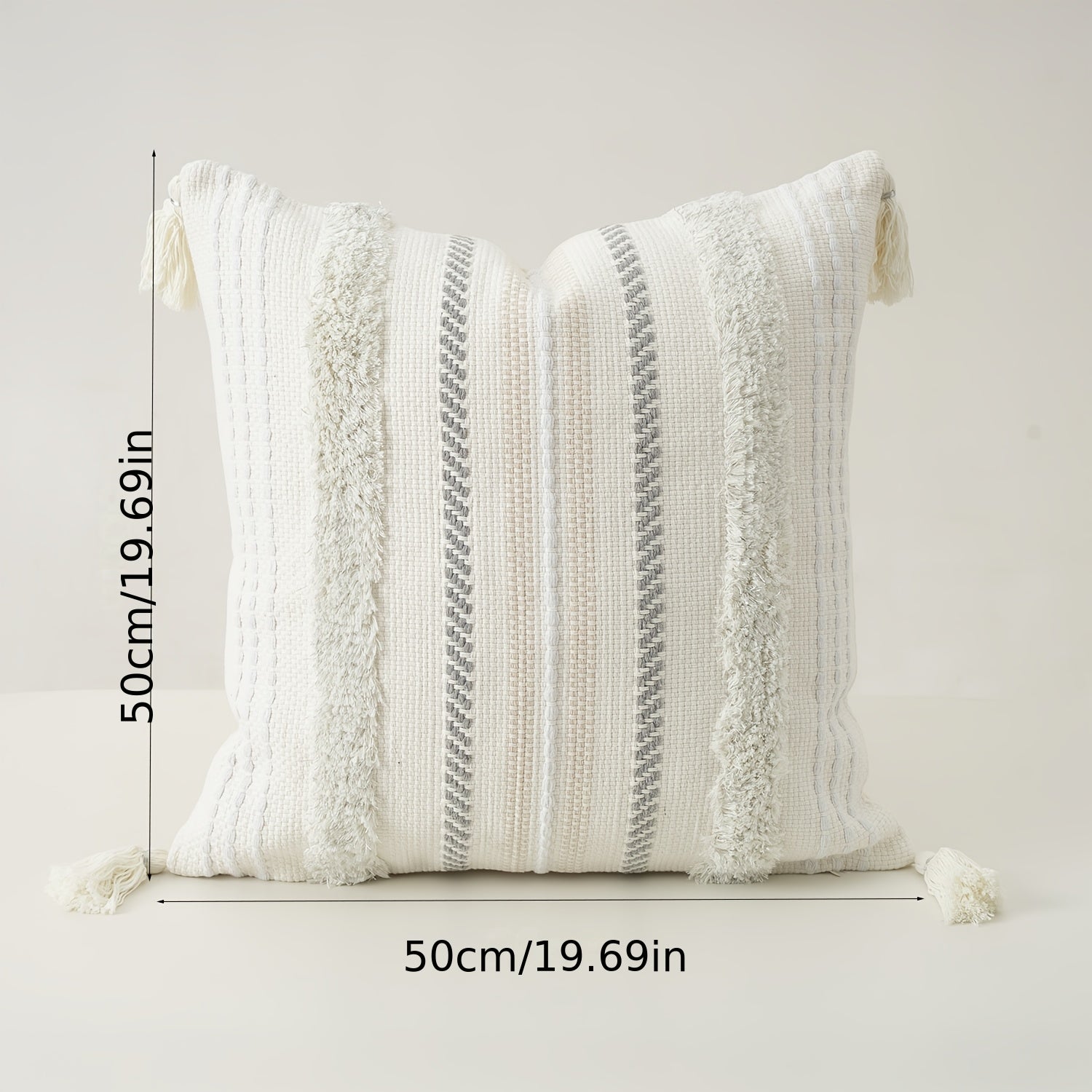 1 peça Fronha com Franjas e Tufadas em Jacquard com Fios Prateados, Estilo Moderno Minimalista Colorido para Sala de Estar, Quarto, Decoração de Casa, Lavável e Fácil de Limpar
