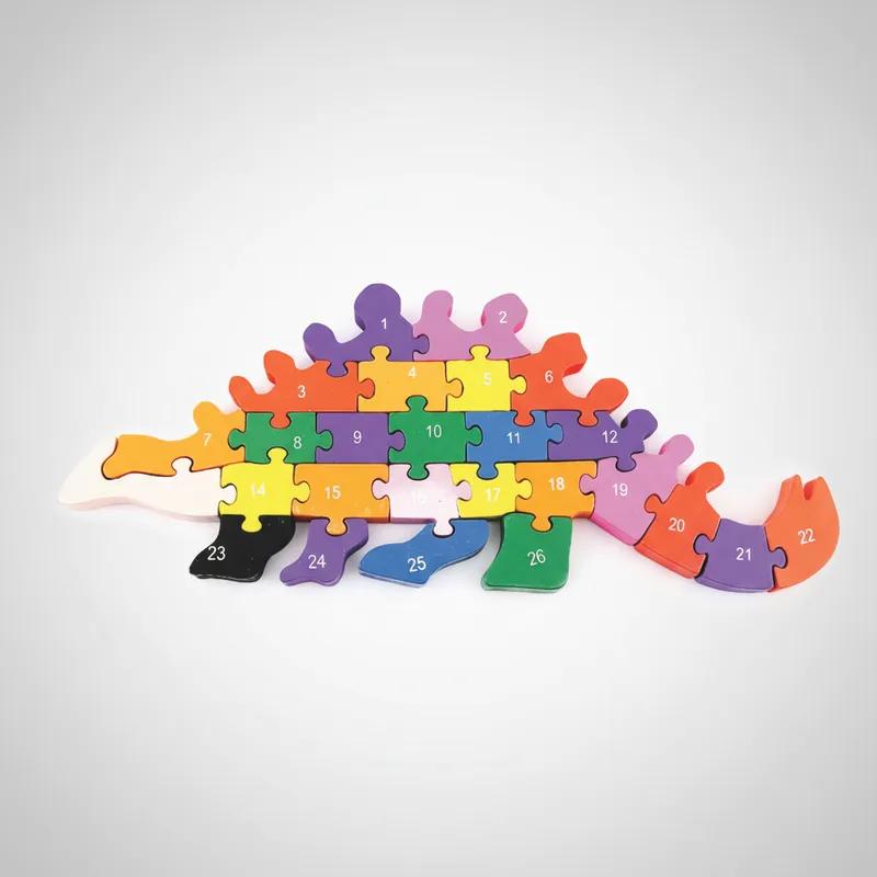 Quebra-cabeça Madeira Infantil Educativo Montessori Animais C/ 26 Peças Numeradas Brinquedo Didático